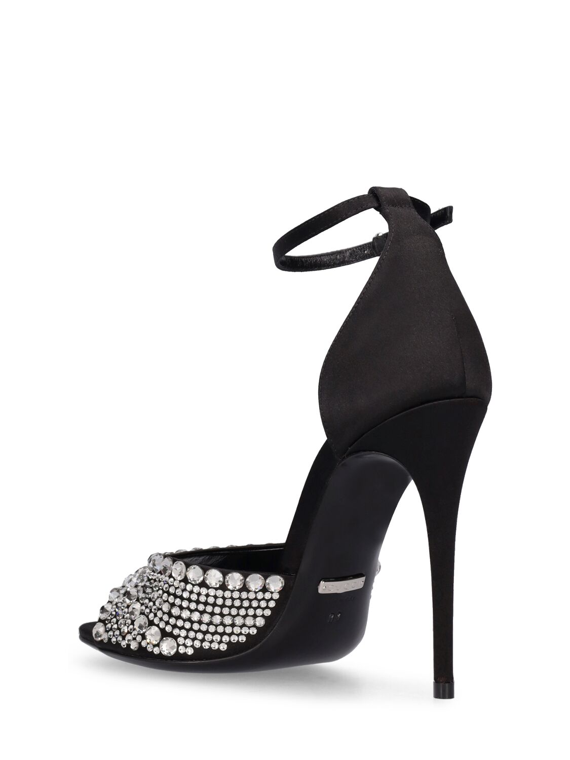 Shop Gucci 110mm Ilse Silk Blend Sandals In Black