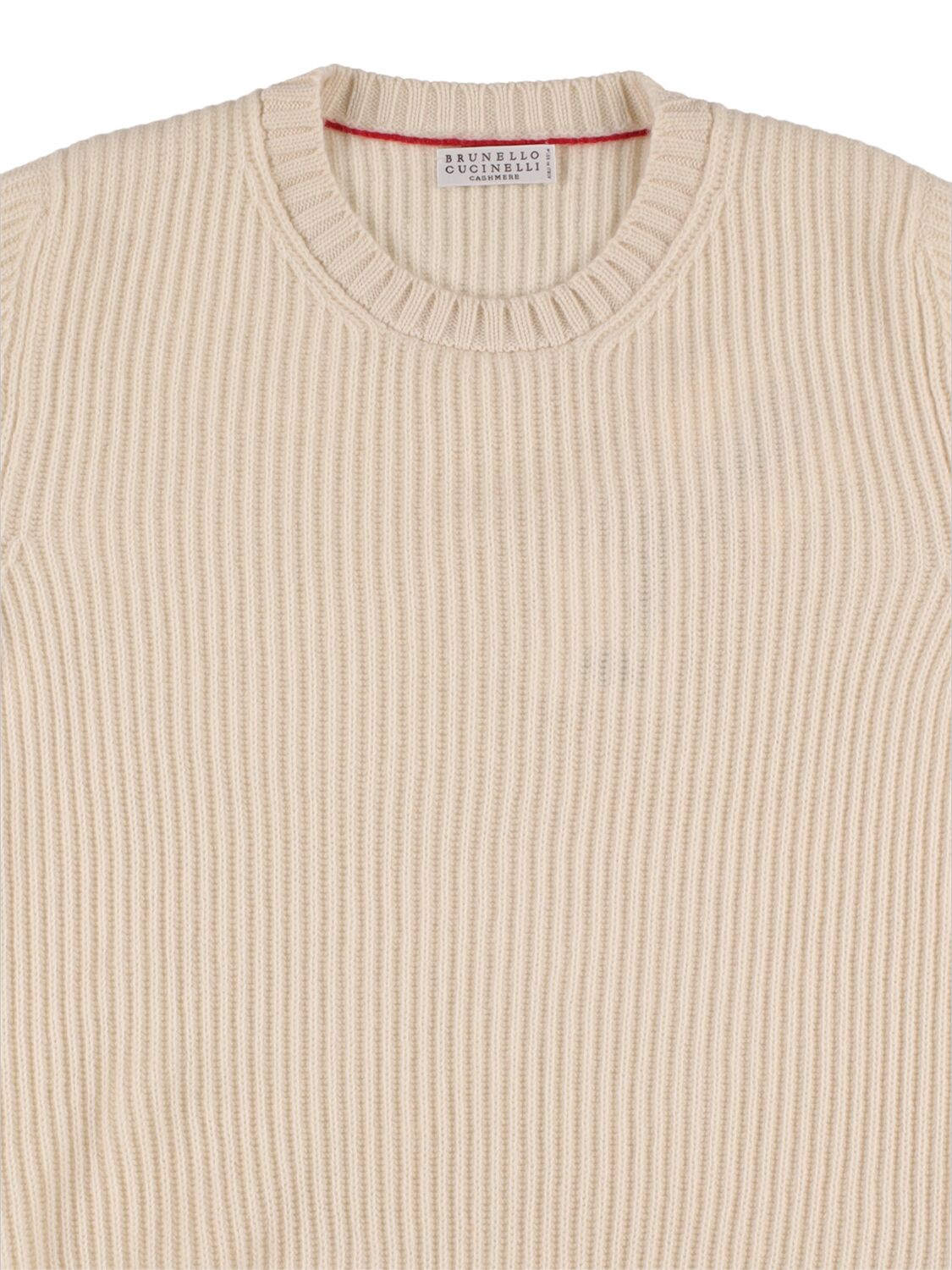 Shop Brunello Cucinelli Ribbed Cashmere Sweater W/brooches In Beige