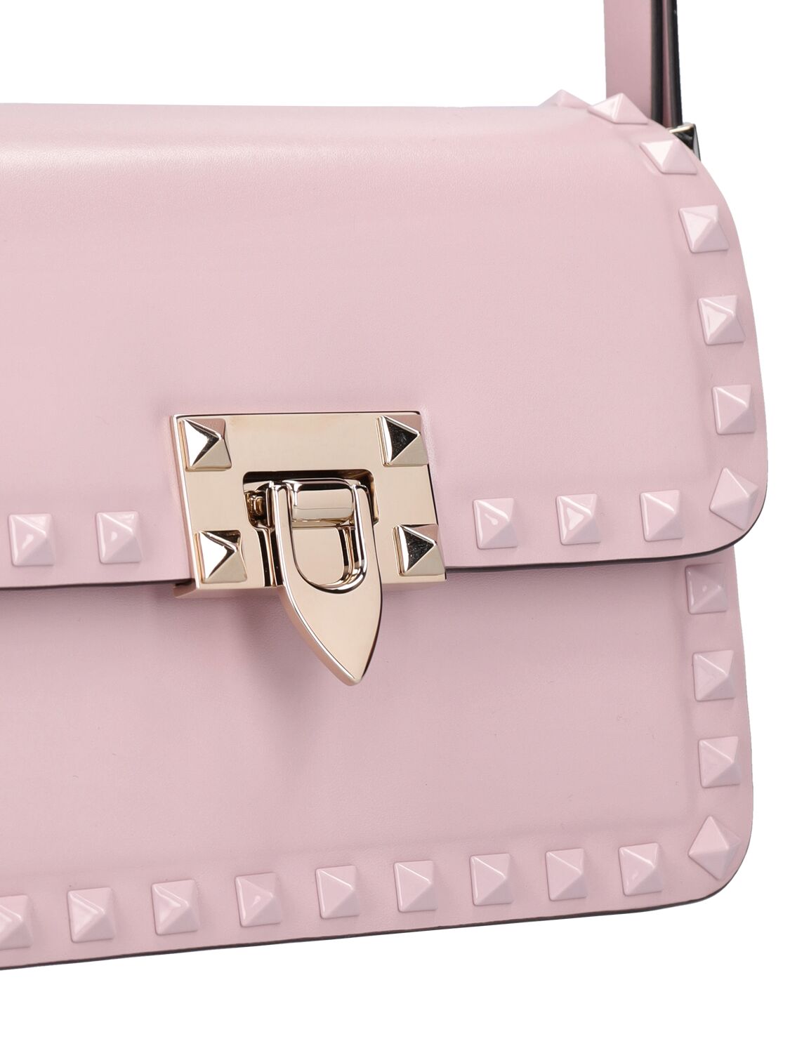 Shop Valentino Small Rockstud Leather Shoulder Bag In Water Lilac