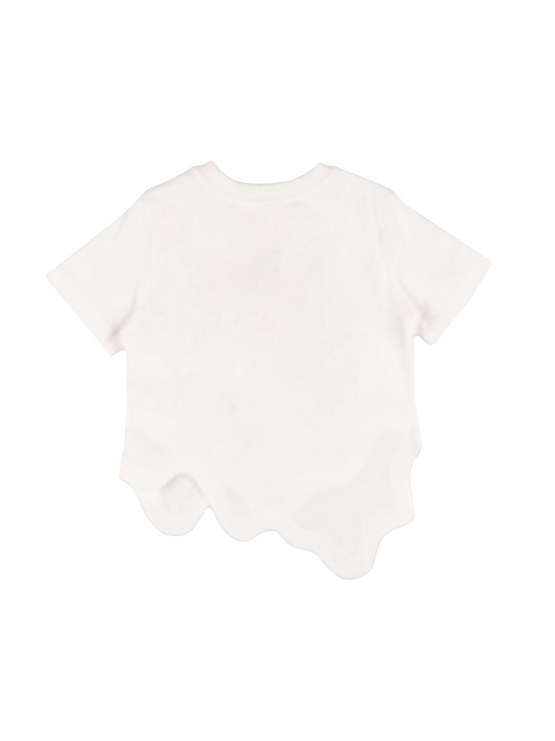 Shop Moschino Asymmetric Cotton Jersey T-shirt W/logo In White