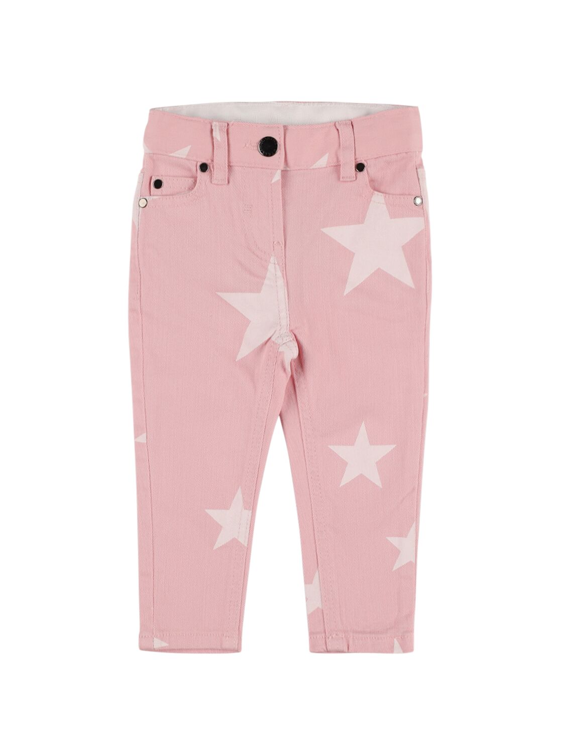 Stella Mccartney Kids' Star Print Organic Cotton Blend Jeans In Pink,white