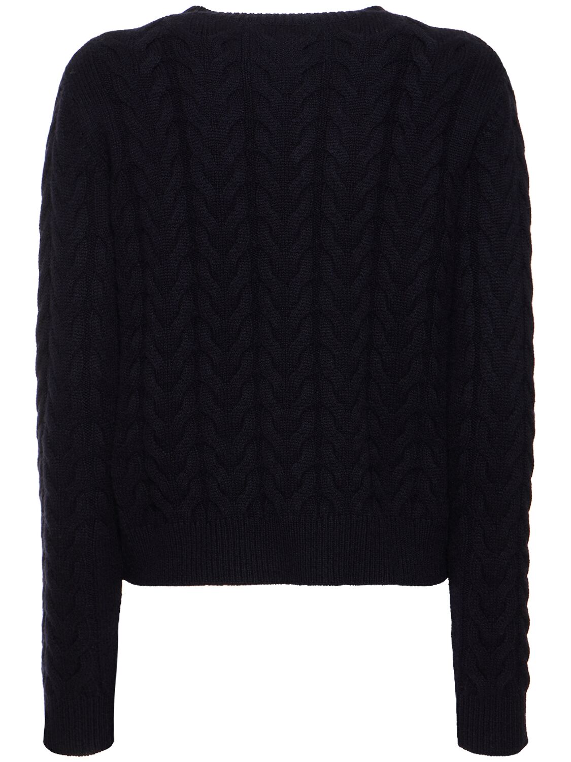 Shop Max Mara Odessa Cable Knit Cashmere Sweater In Navy