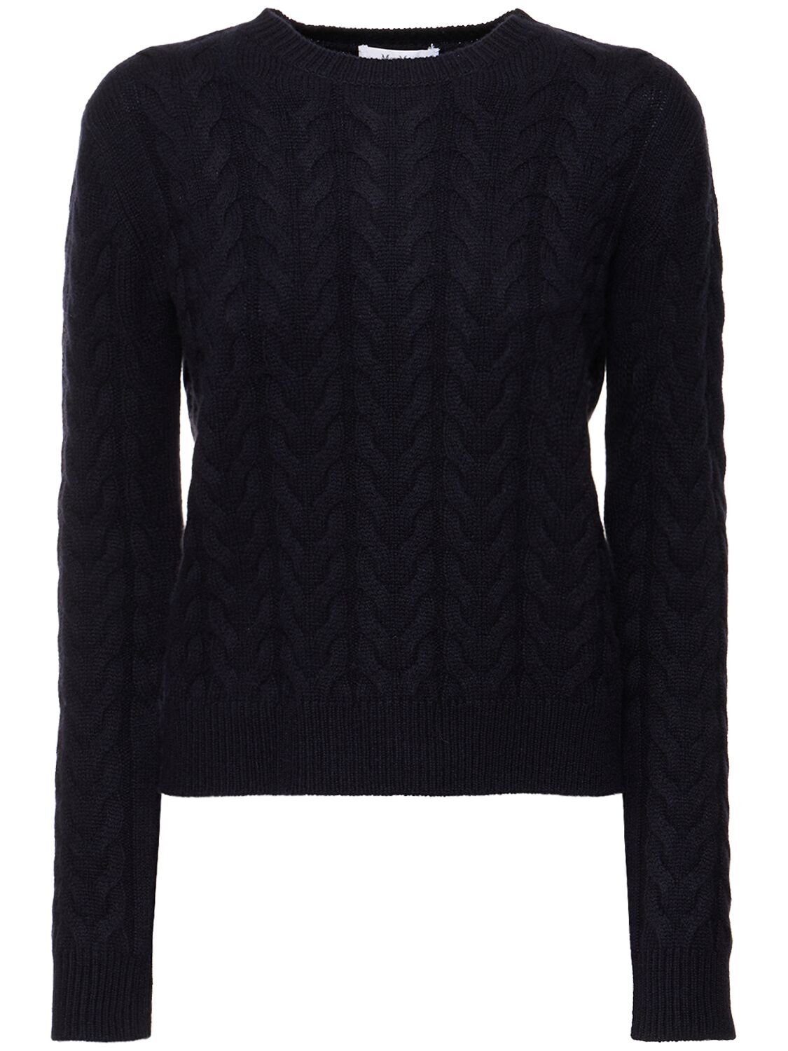 Max Mara Odessa Cable Knit Cashmere Sweater In Navy