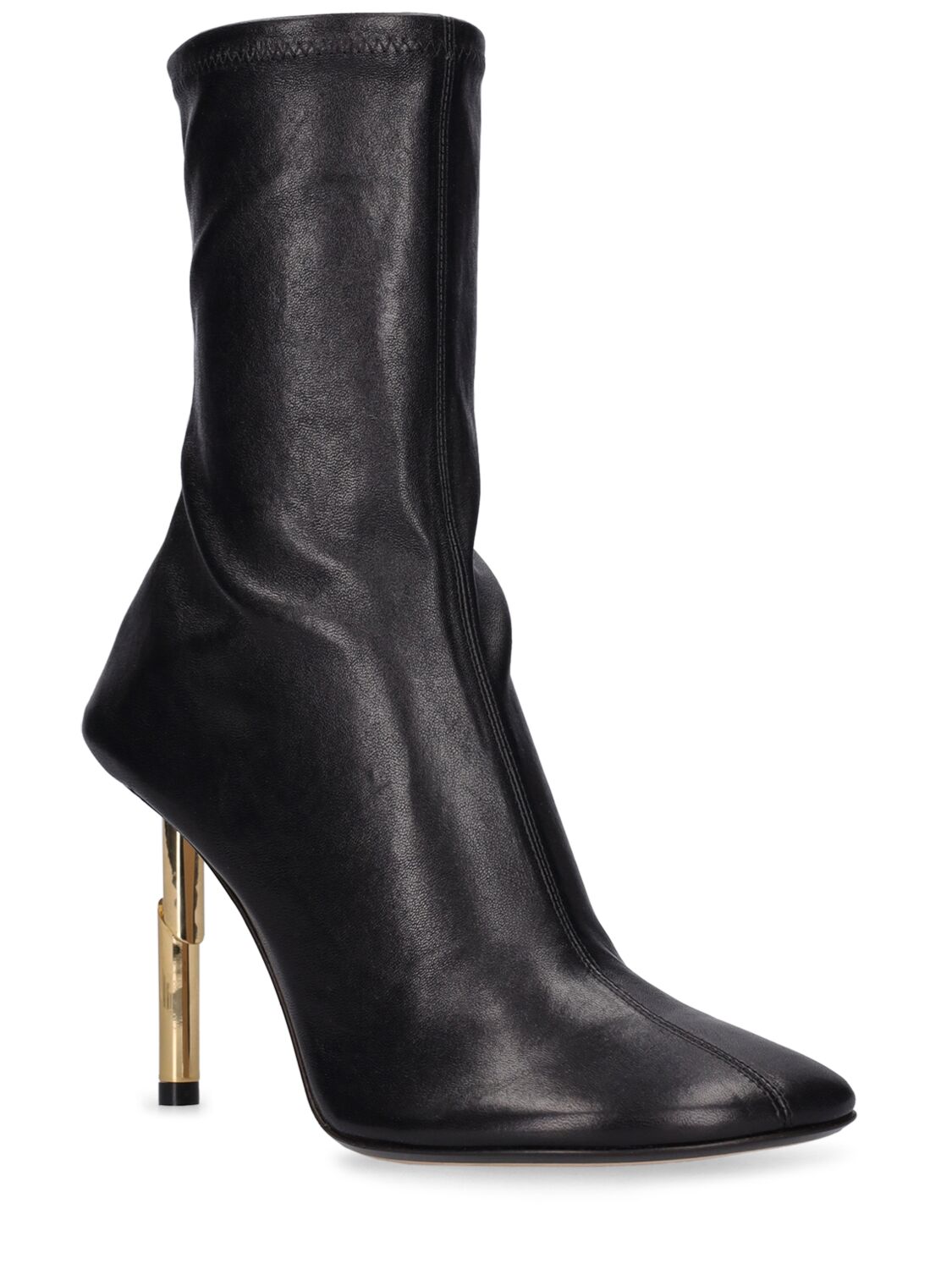 Shop Lanvin 95mm Sequence Stretch Leather Boots In Black