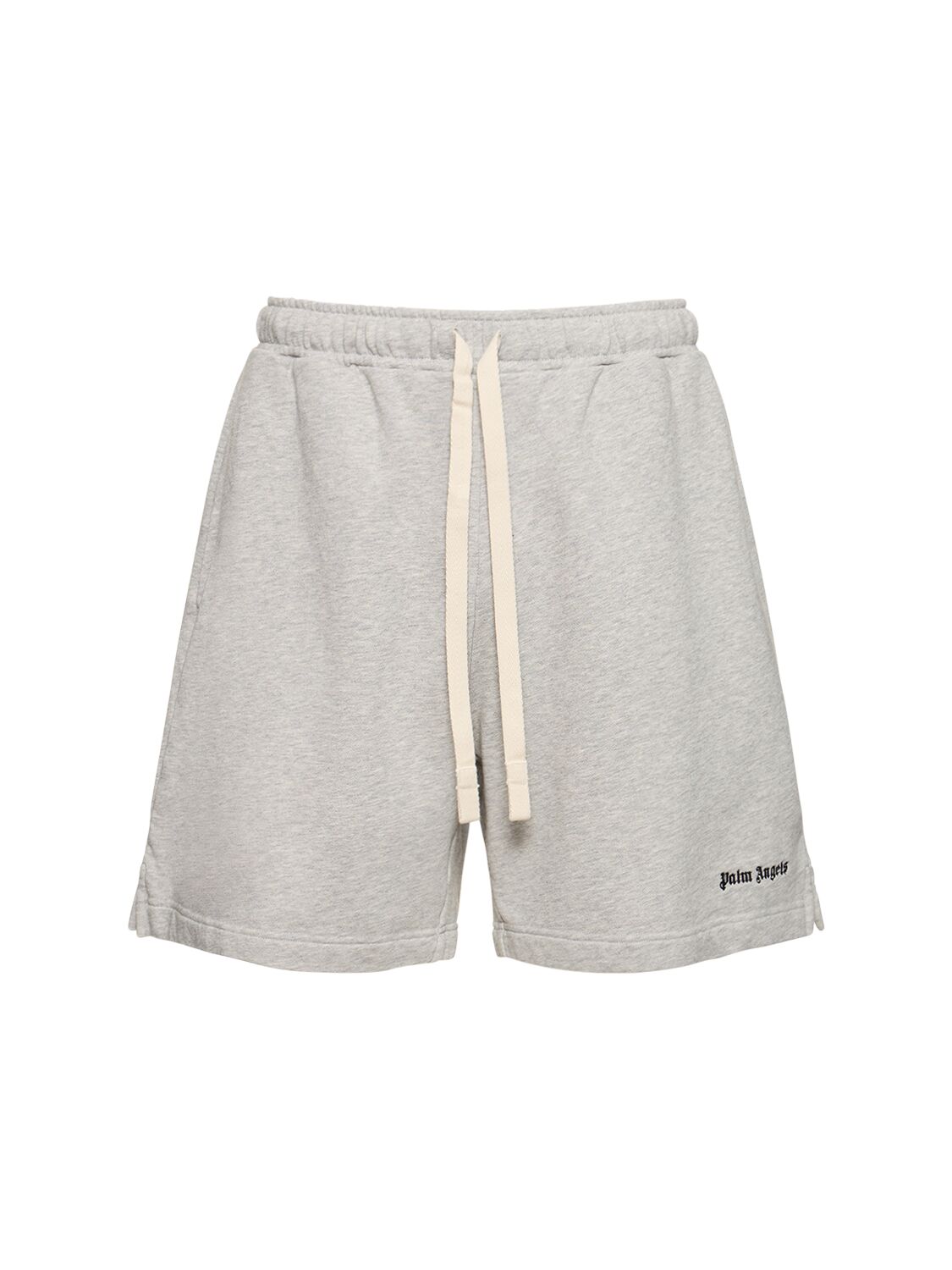 Palm Angels Embroidered Logo Sweat Shorts In Melange_grey_black