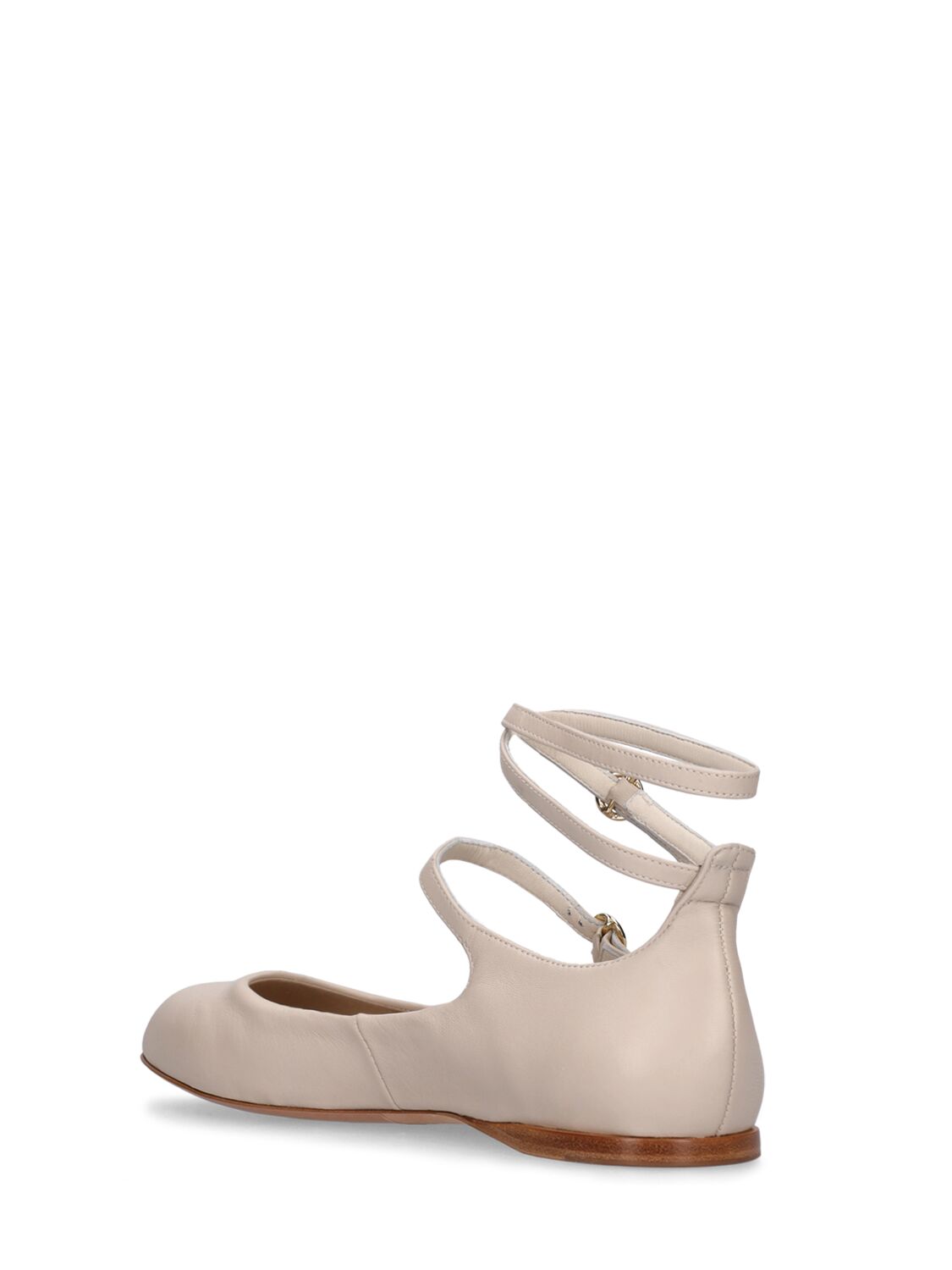 Shop Max Mara 10mm Norma Leather Ballet Flats In Ivory