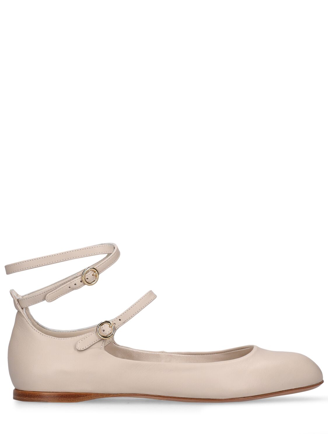 Max Mara 10mm Norma Leather Ballet Flats In Ivory
