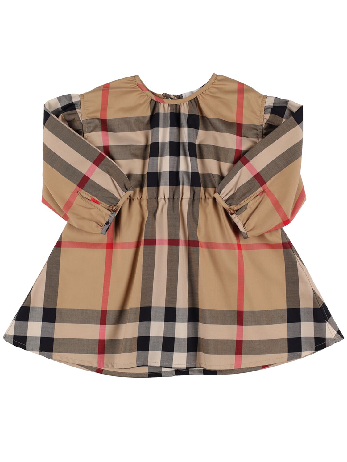 Burberry Kids' Check Print Cotton Dress In Neutral