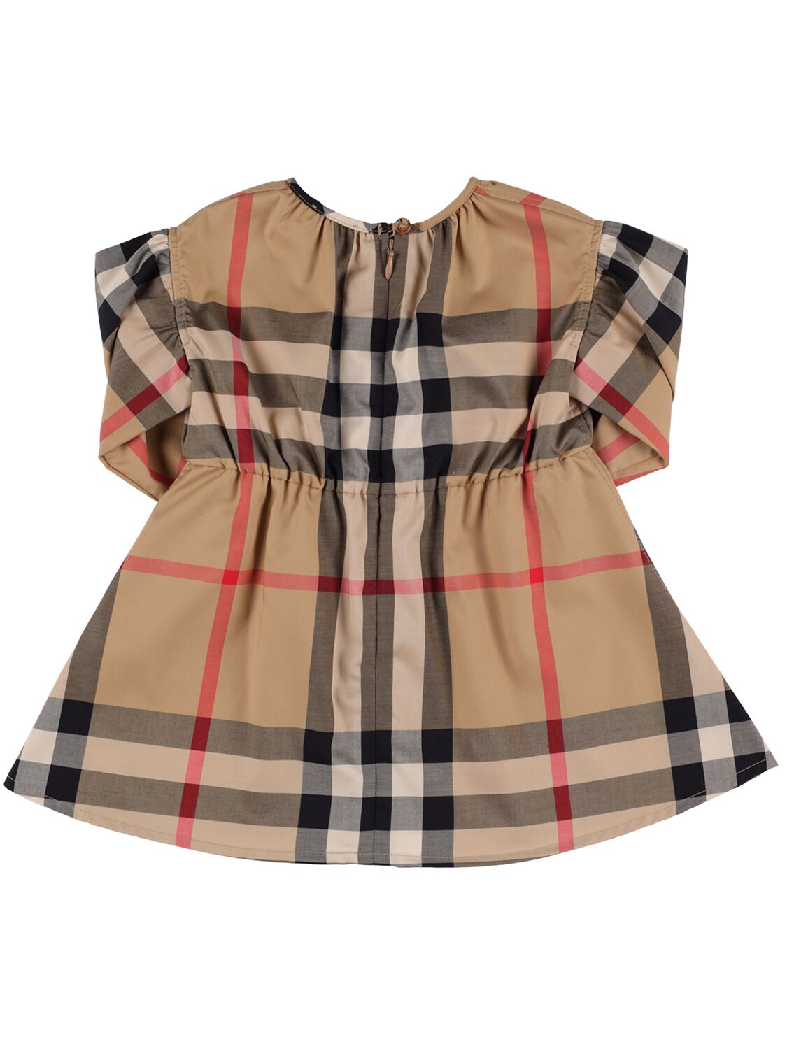 Shop Burberry Check Print Cotton Dress In Beige