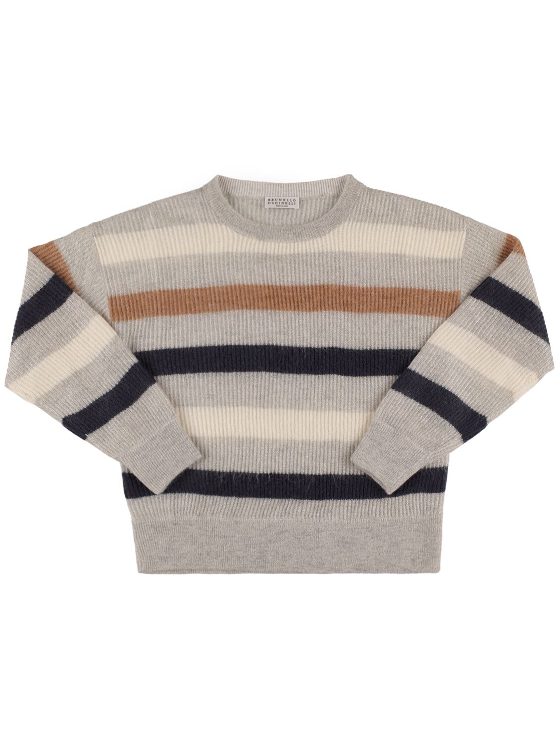 Brunello Cucinelli Kids' Lurex Striped Mohair Blend Sweater In Multicolor