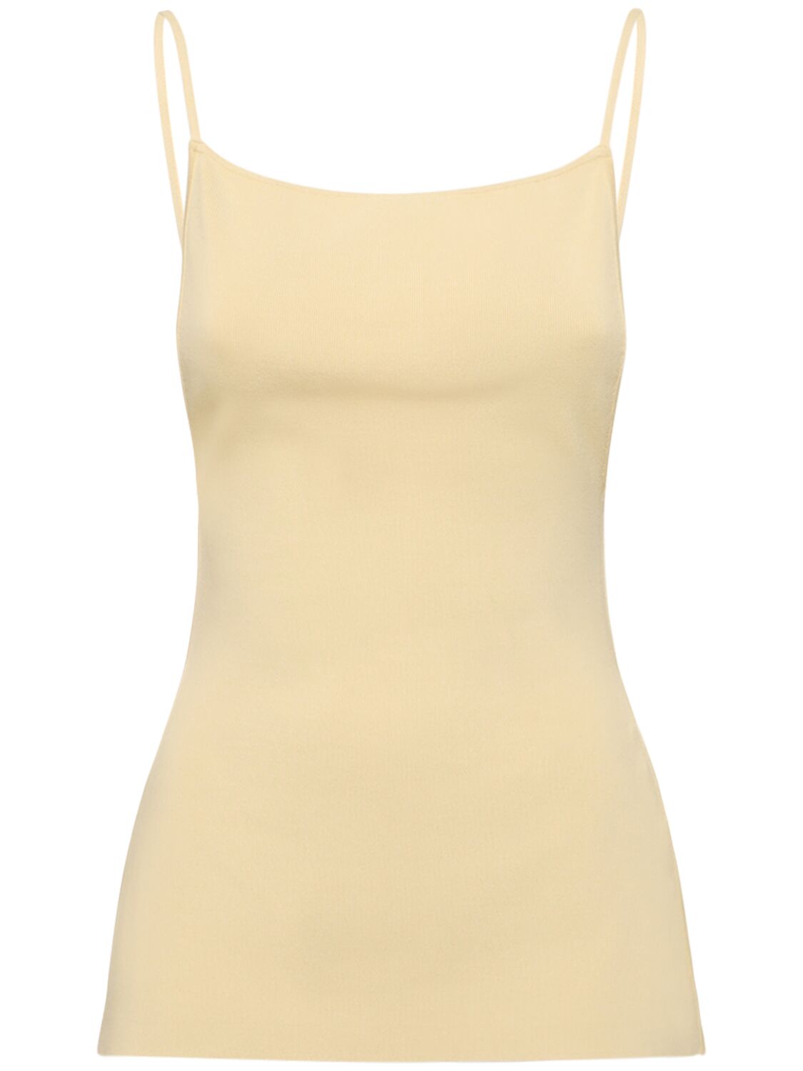 Weworewhat Ribbed Stretch Viscose & Nylon Top In Beige