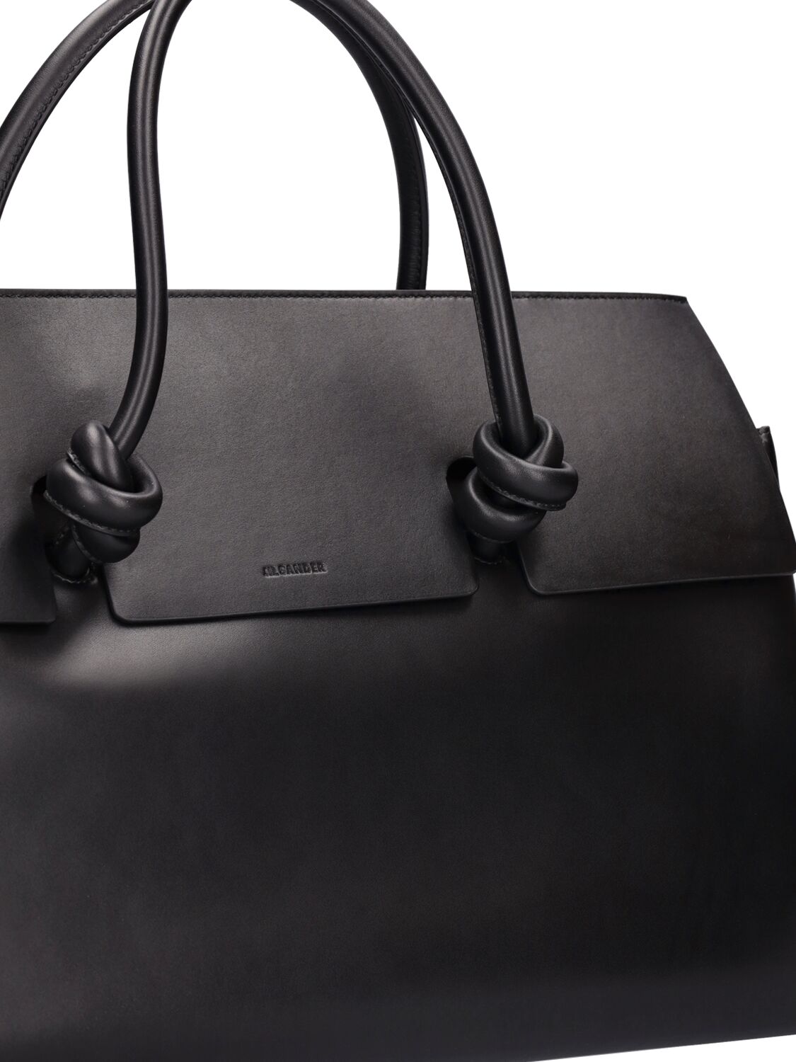 Shop Jil Sander Medium Knot Leather Tote Bag In Black