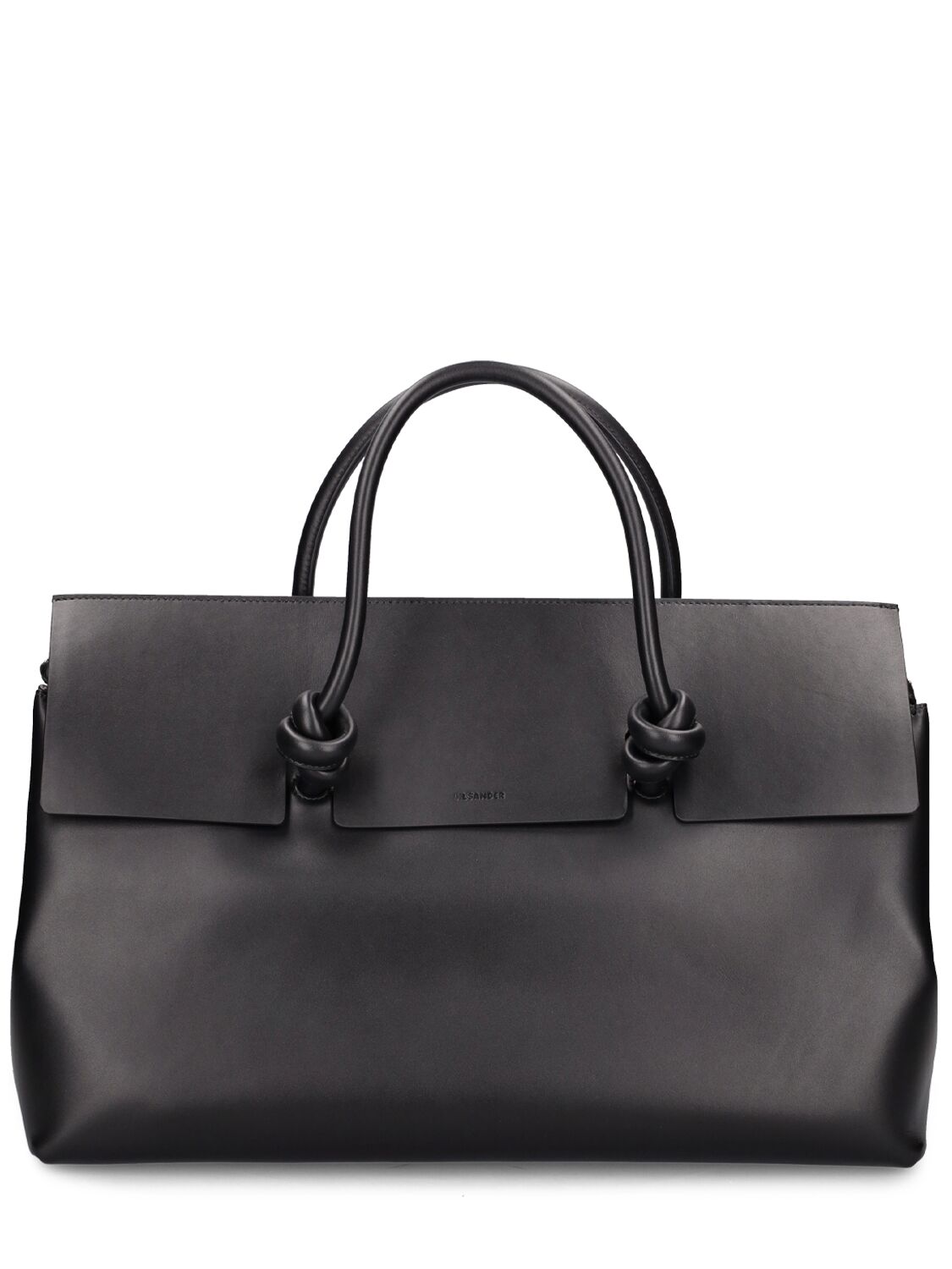 Jil Sander Knot Leather Tote Bag In Black