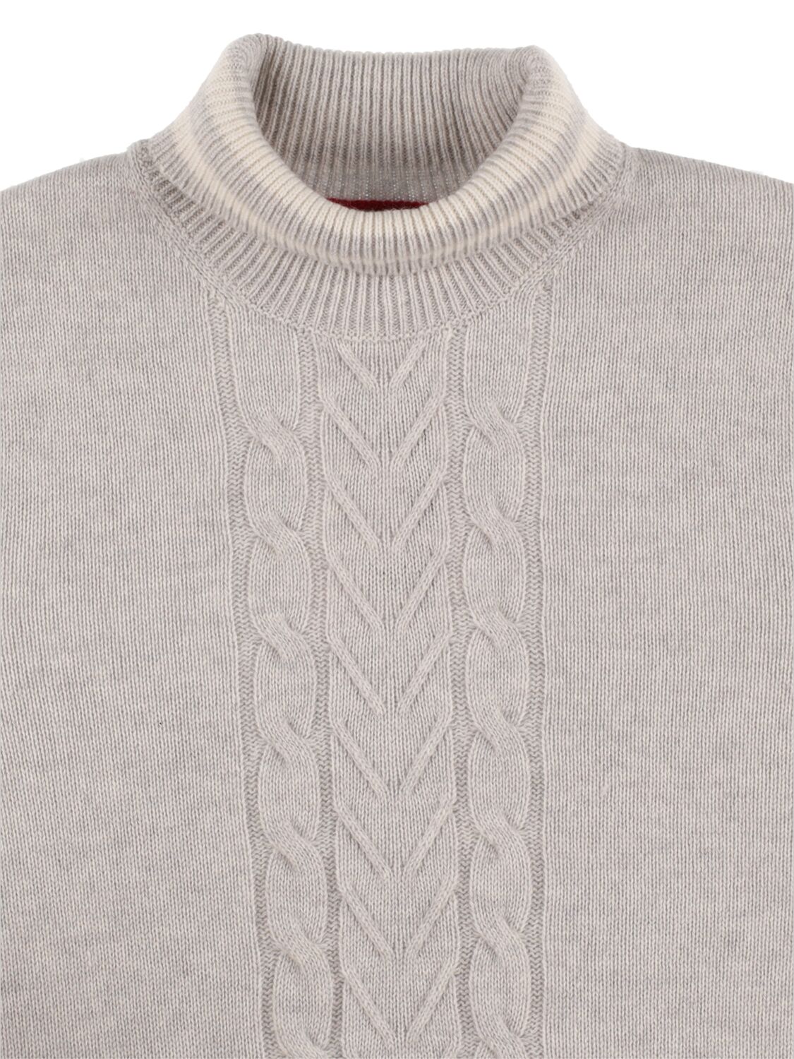 Shop Brunello Cucinelli Cashmere Cable Knit Turtleneck Sweater In Grey,white