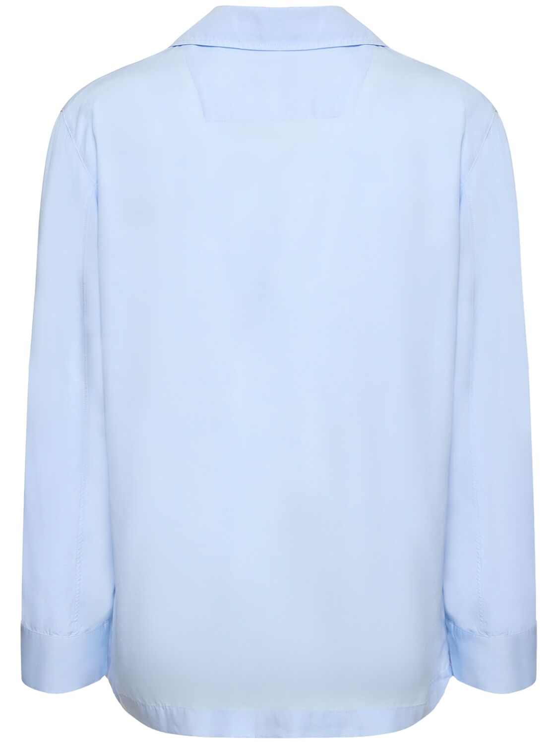 Shop Cdlp Woven Lyocell Pajama Shirt In Sky Blue