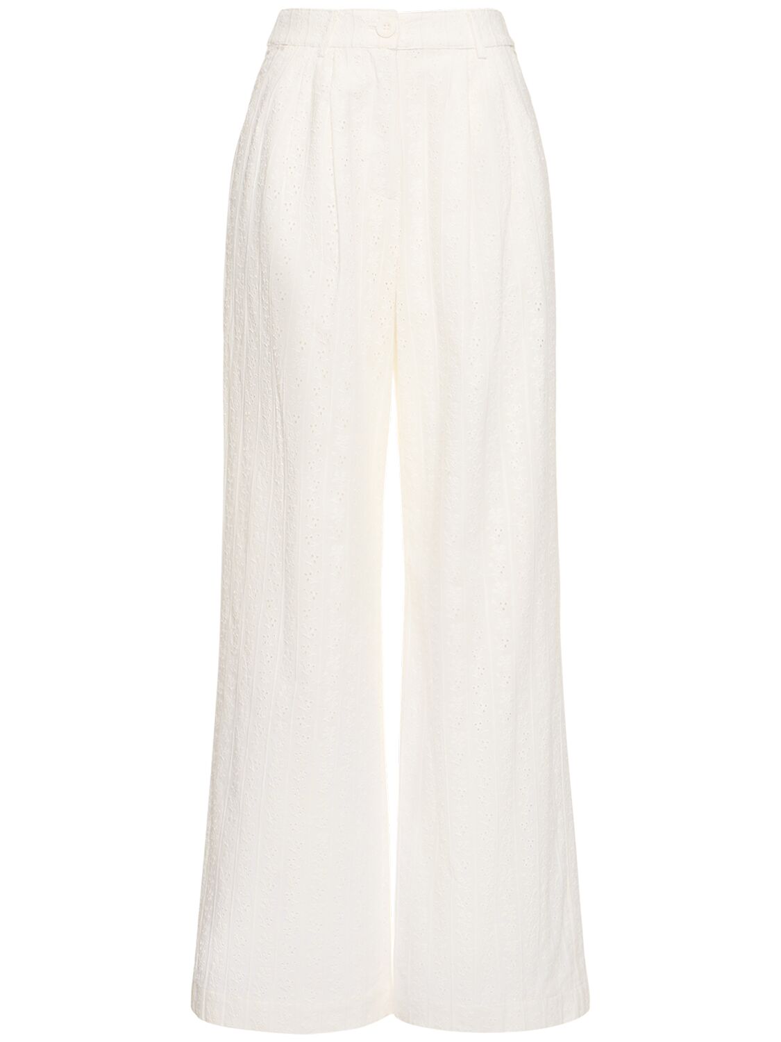 Weworewhat Cotton Eyelet Lace Wide Pants In White