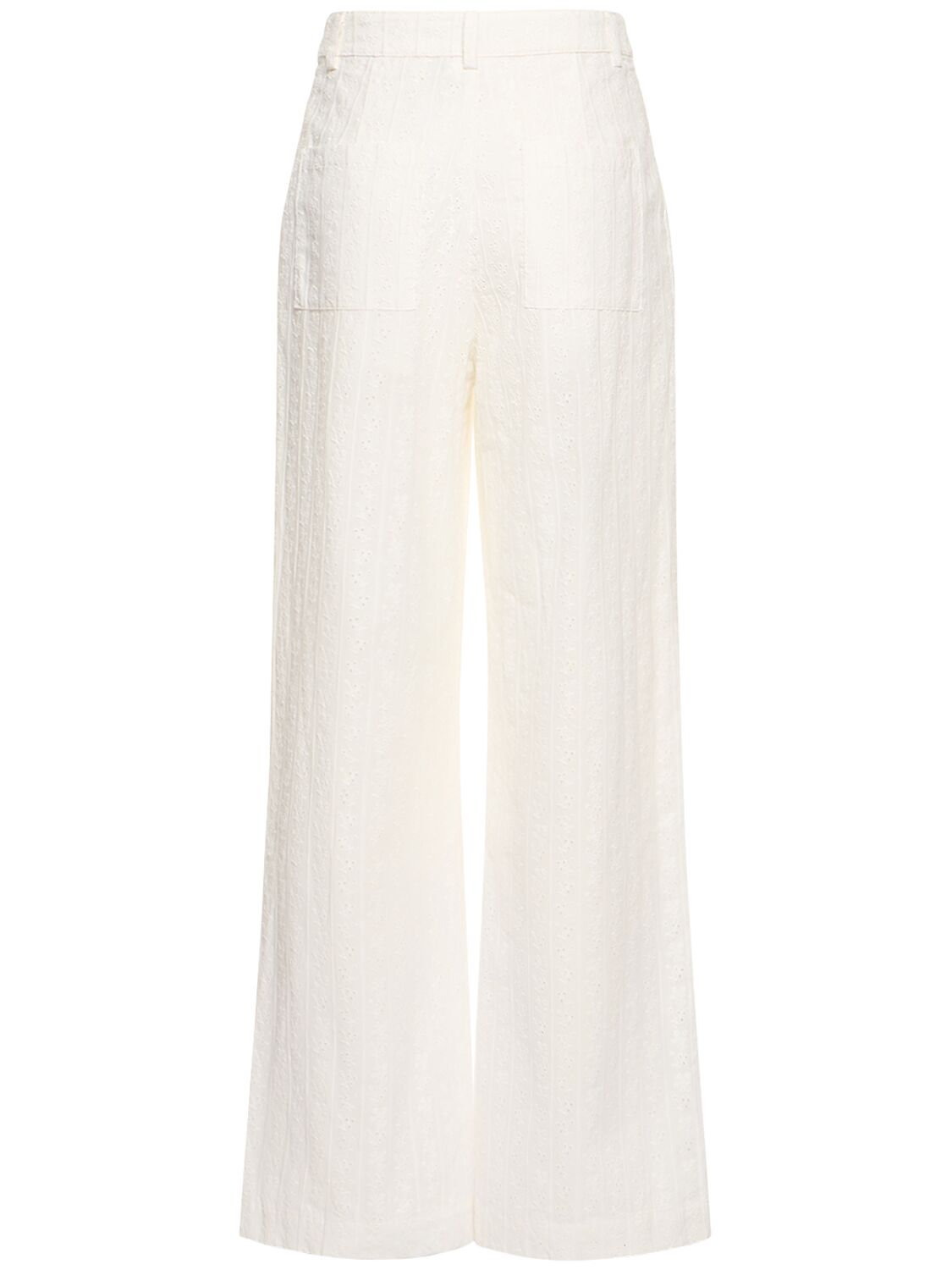 Shop Weworewhat Cotton Eyelet Lace Wide Pants In White