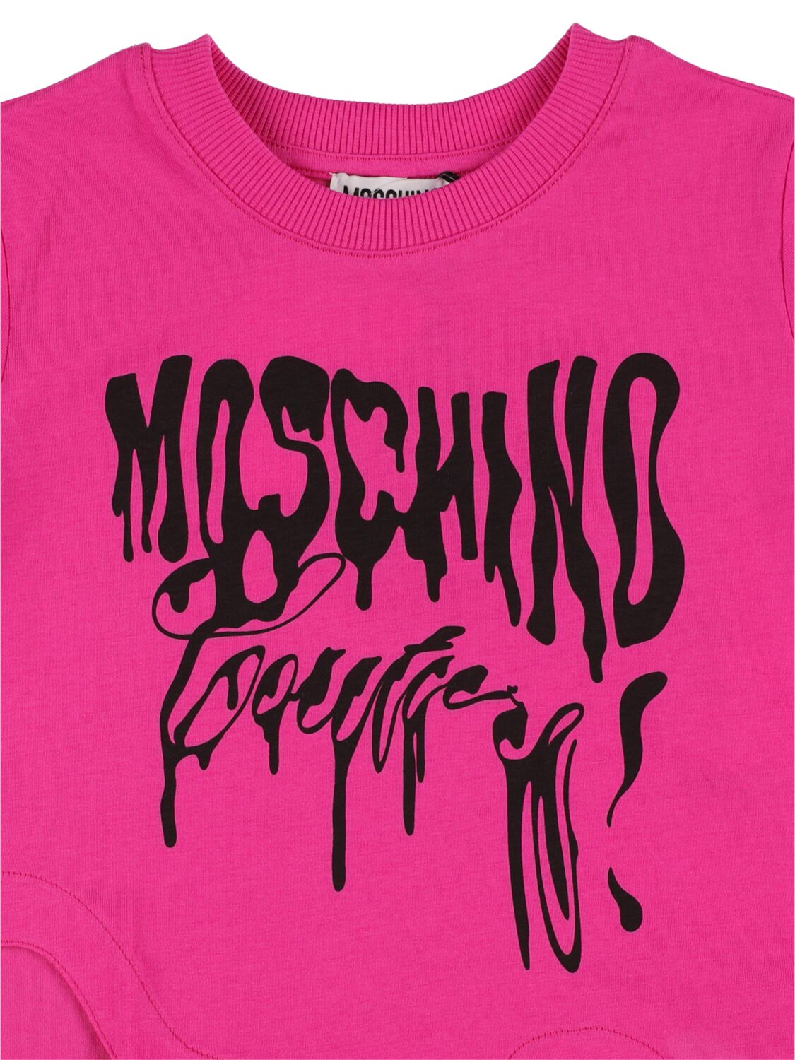 Shop Moschino Asymmetric Cotton Jersey T-shirt W/logo In Fuchsia