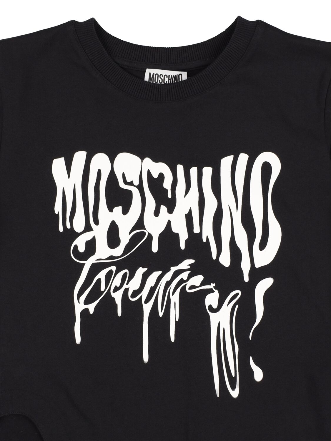 Shop Moschino Asymmetric Cotton Jersey T-shirt W/logo In Black