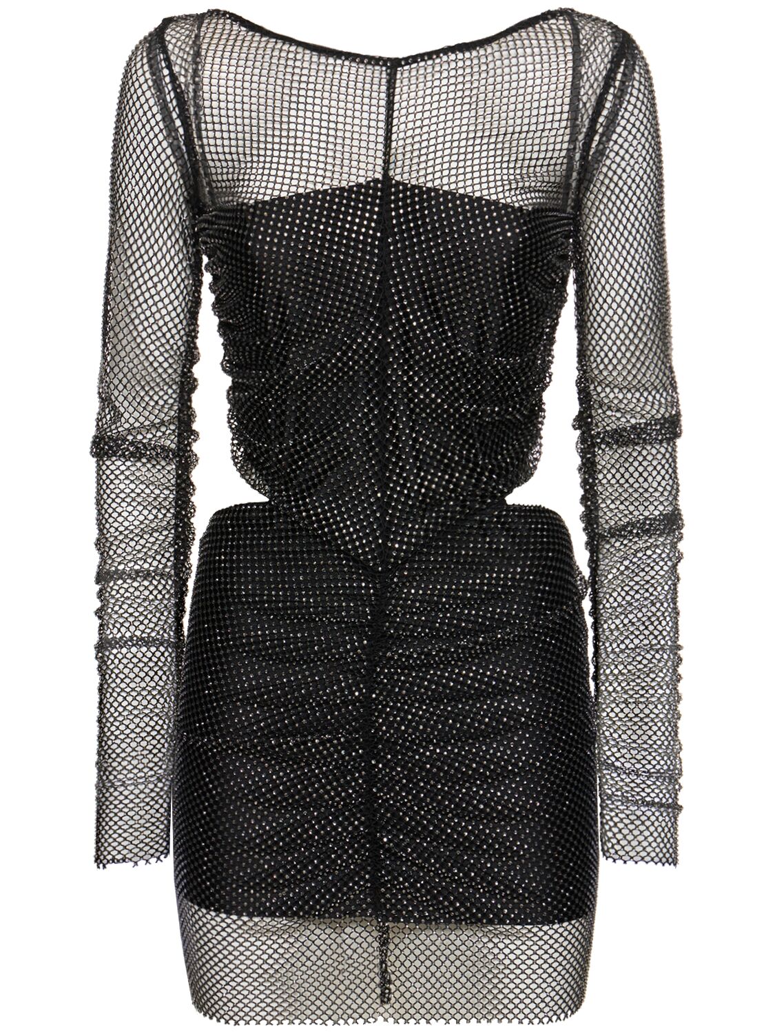 Giuseppe Di Morabito Embroidered Mesh Mini Dress In Black