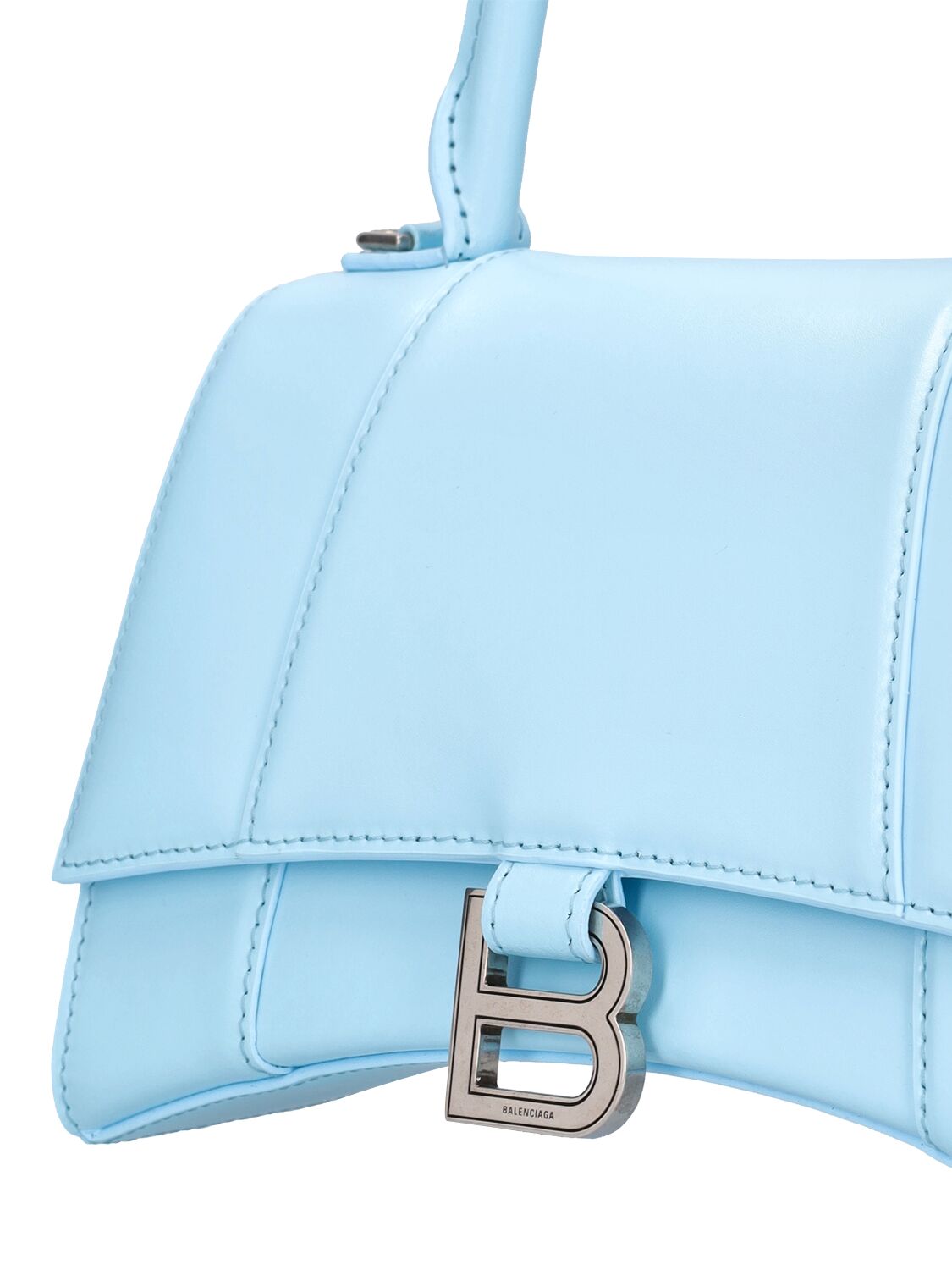 Shop Balenciaga Small Hourglass Leather Top Handle Bag In Sea Blue