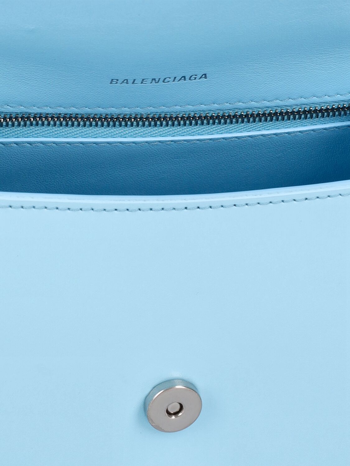 Shop Balenciaga Small Hourglass Leather Top Handle Bag In Sea Blue