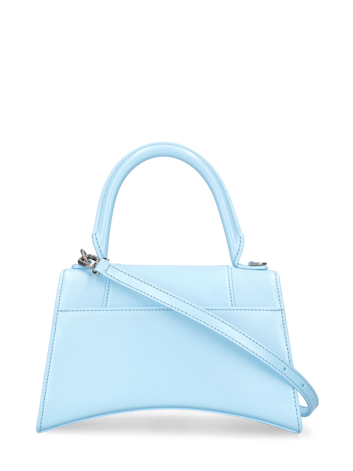 Shop Balenciaga Small Hourglass Leather Top Handle Bag In Sea Blue