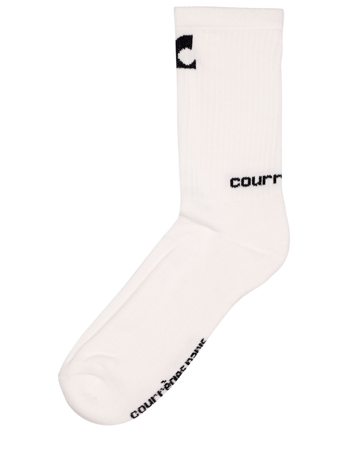 Courrèges Logo Mid-length Organic Cotton Socks In White