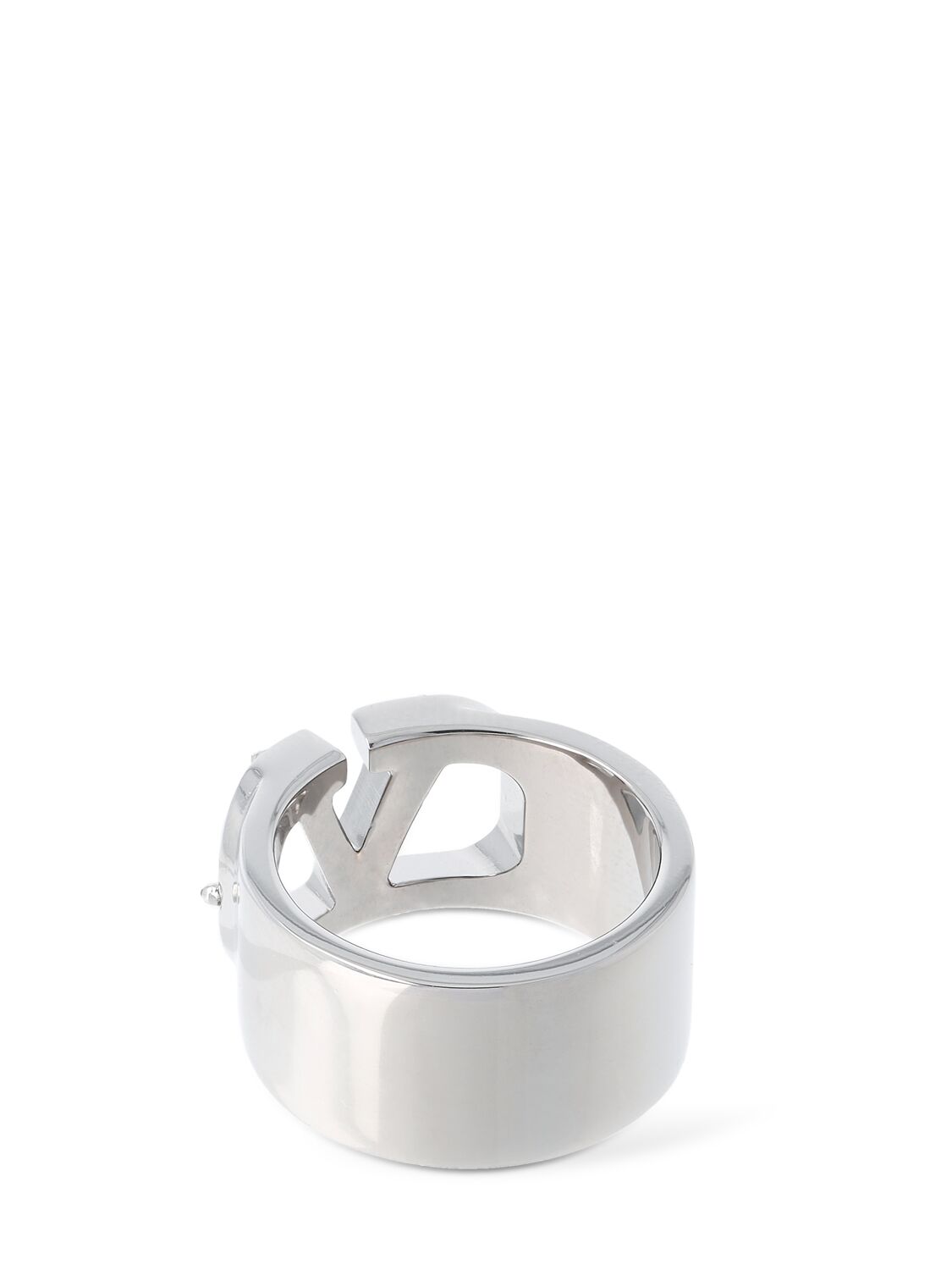 Shop Valentino V Logo Type Ring In Silver