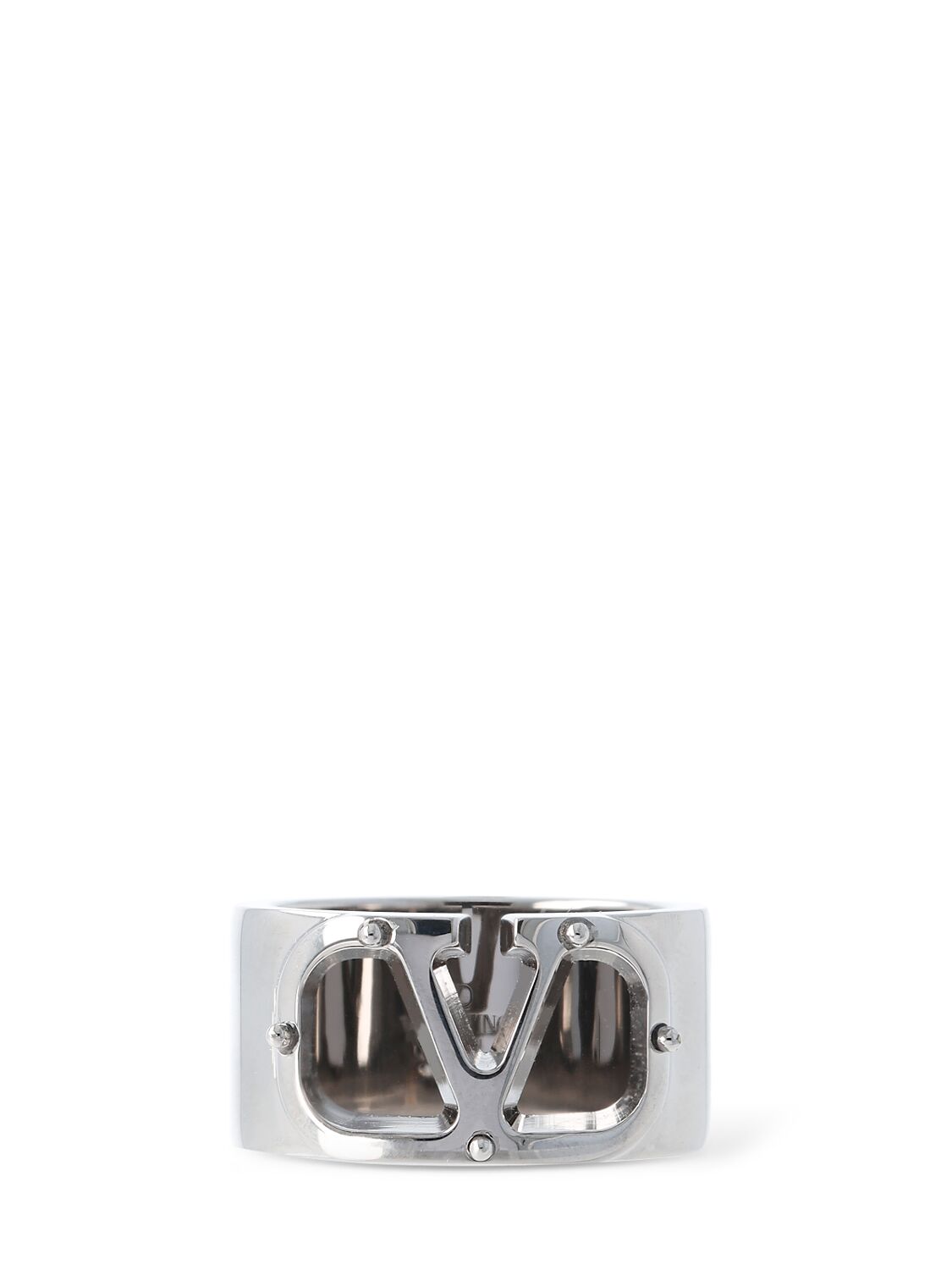 Shop Valentino V Logo Type Ring In Silver