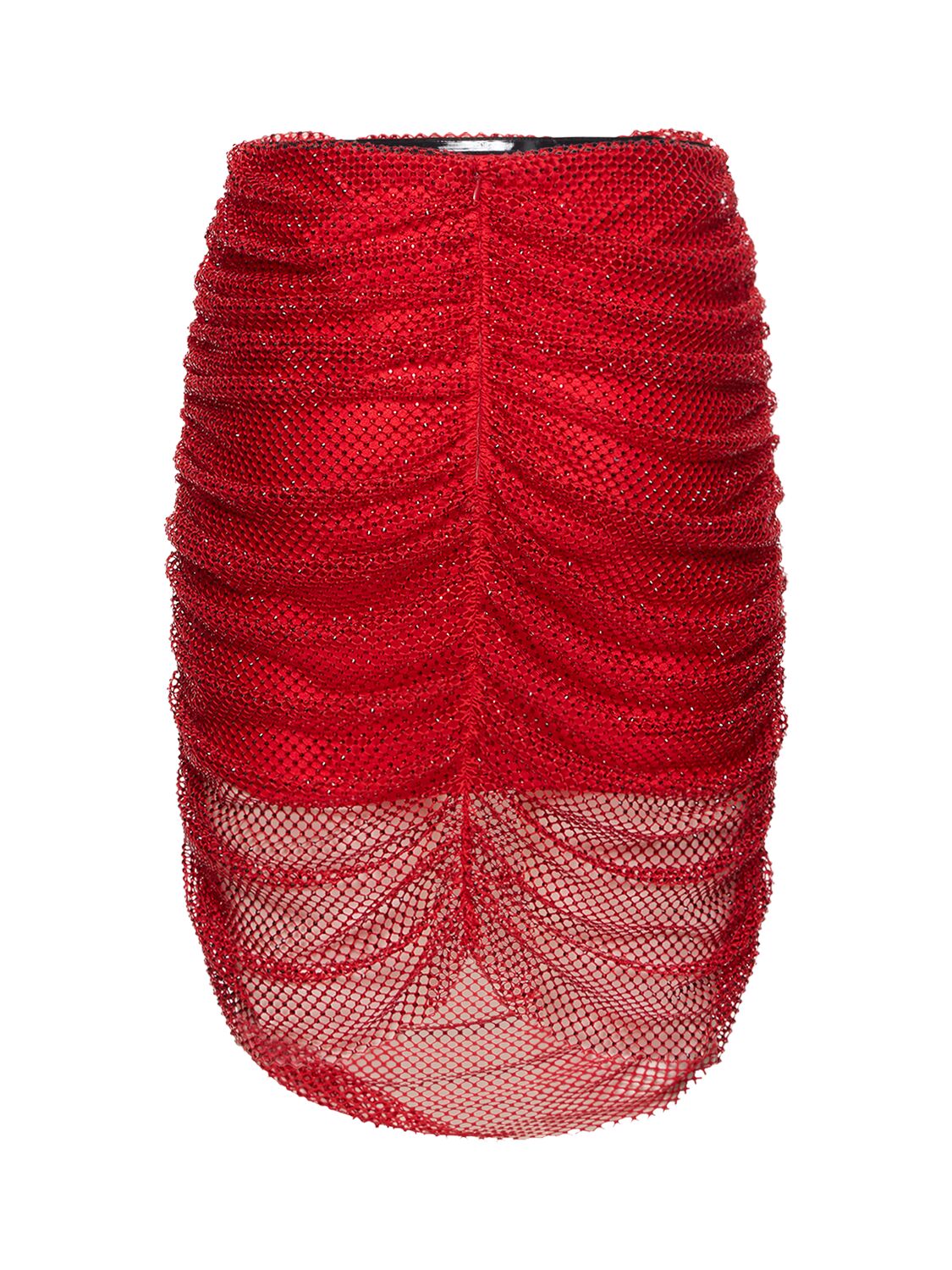 Shop Giuseppe Di Morabito Embellished Embroidered Mesh Mini Skirt In Red
