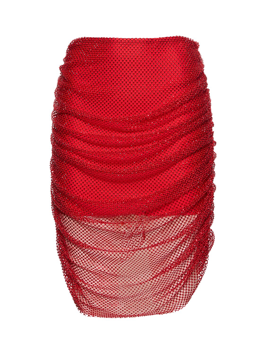 Giuseppe Di Morabito Embellished Embroidered Mesh Mini Skirt In Red