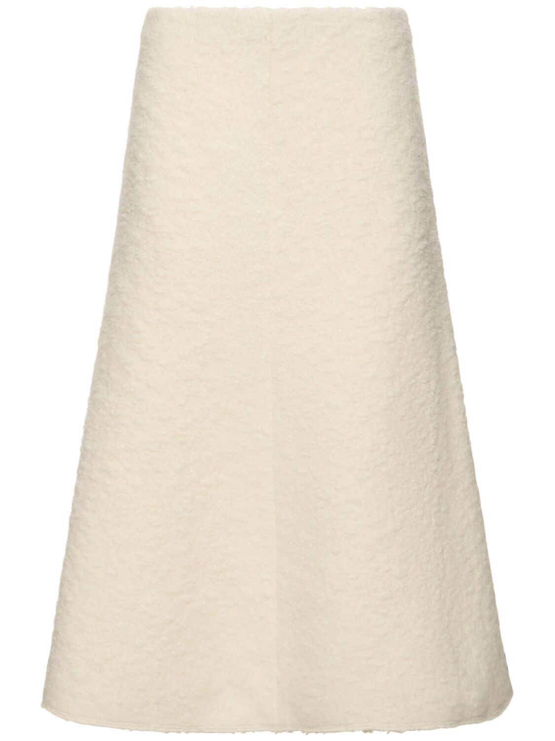 Shop Chloé Boiled Wool Blend Bouclé Midi Skirt In Eden White