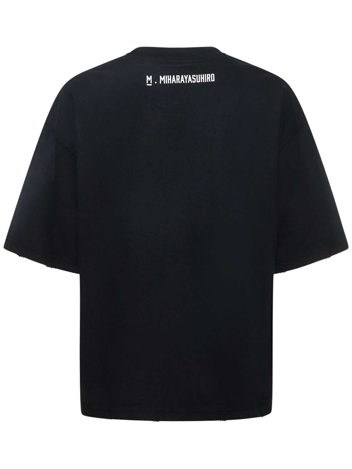 Shop Miharayasuhiro Smiley Face Printed Cotton T-shirt In Black