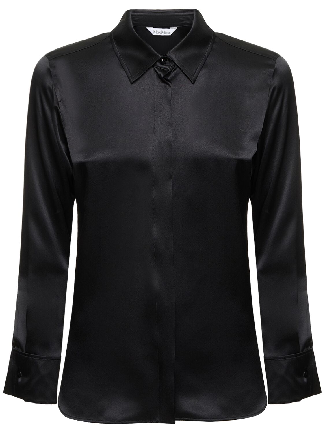Max Mara Aiello Silk Satin Regular Shirt In Black