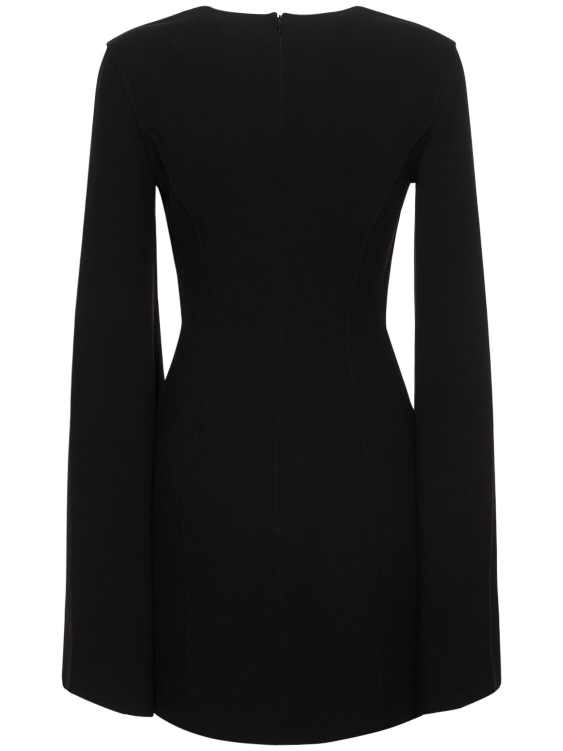 Shop Michael Kors Wool Crepe Bell Sleeved Dress In Black