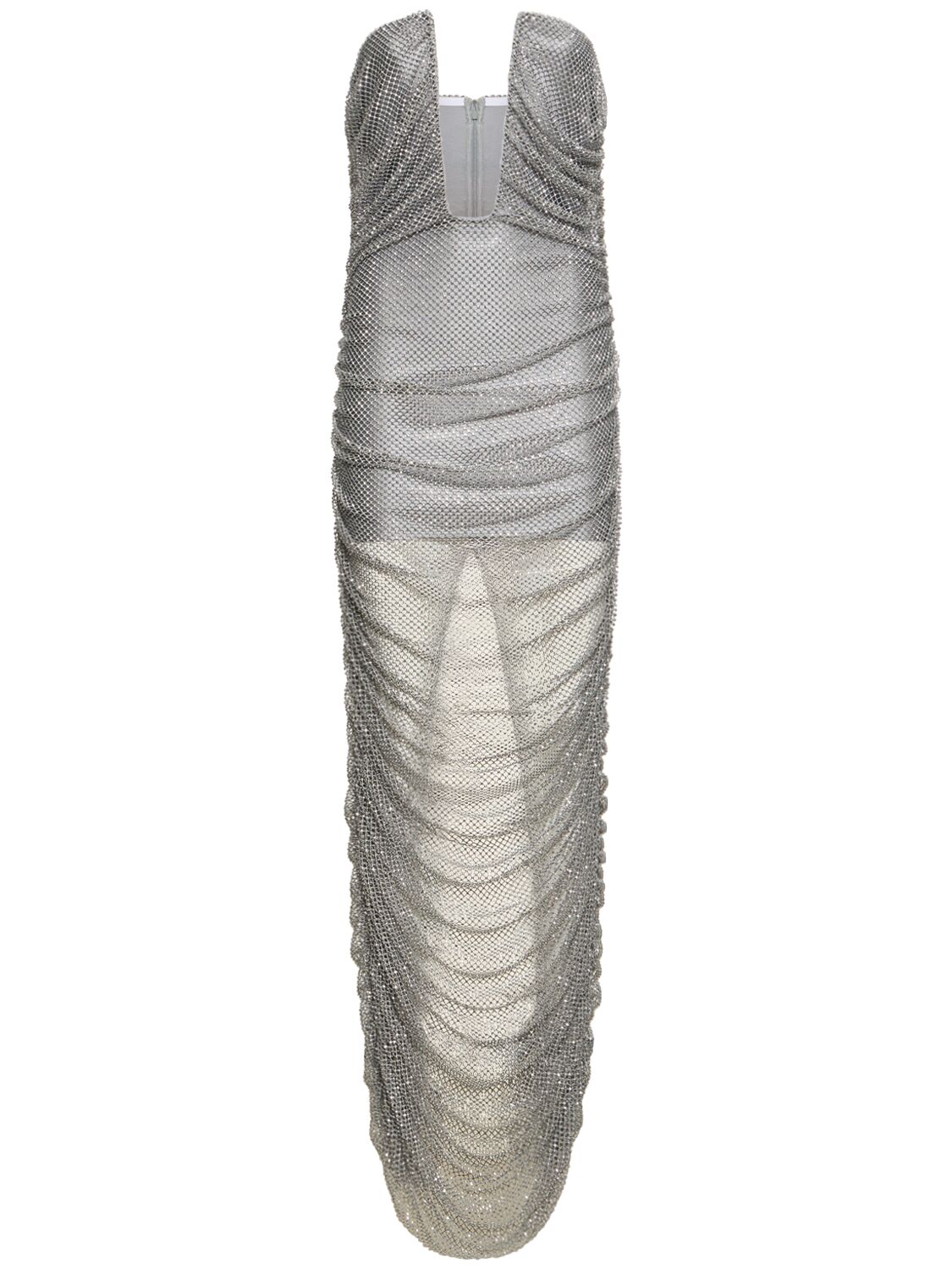 Giuseppe Di Morabito Embellished Embroidered Mesh Midi Dress In Silver