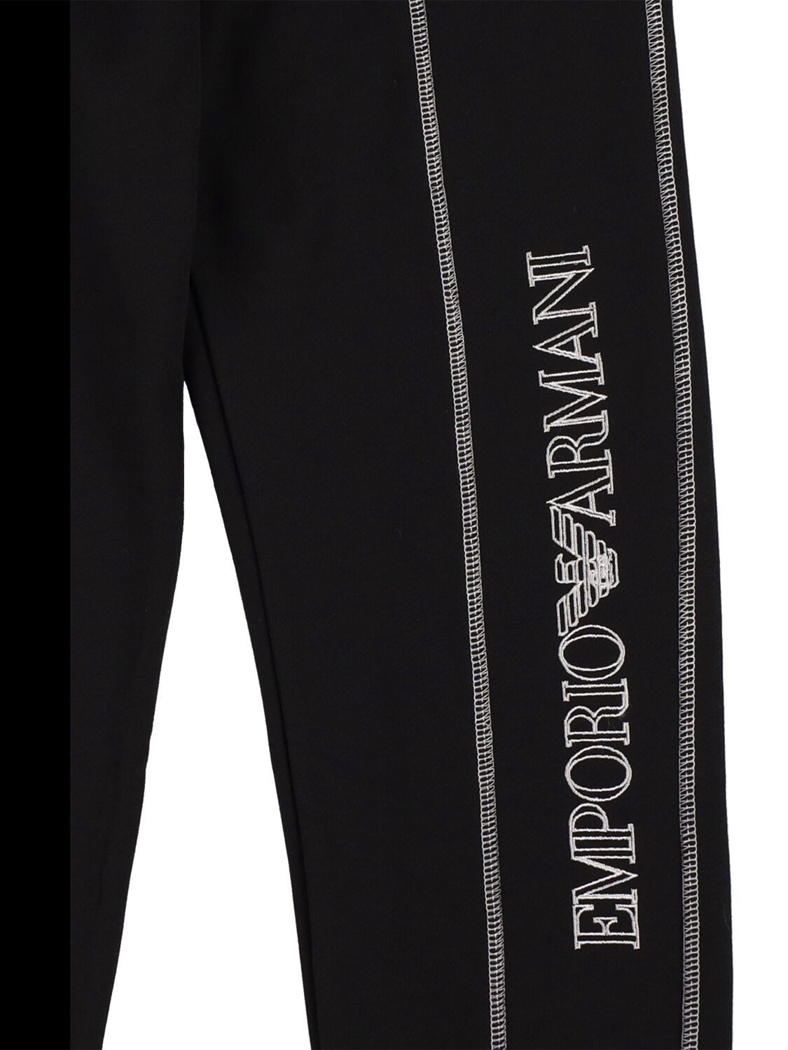 Shop Emporio Armani Organic Cotton Sweatpants W/logo In Black