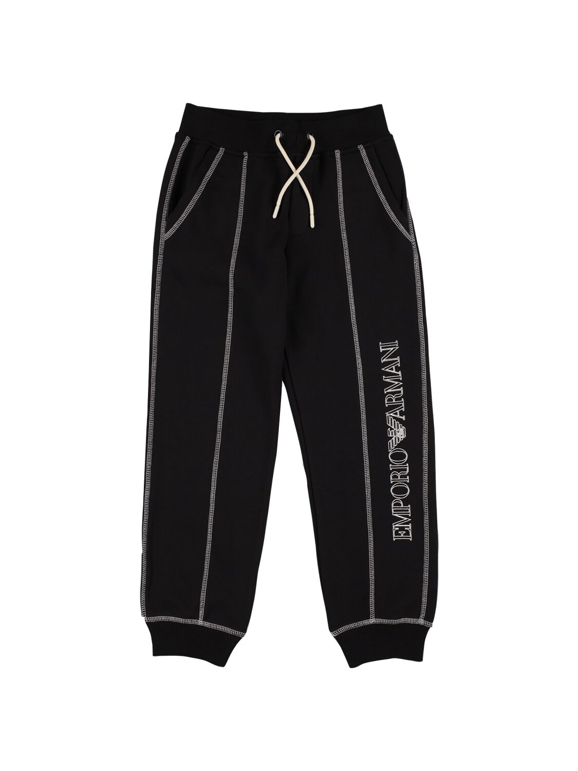 Emporio Armani Kids' Logo-embroidered Track Pants In Black