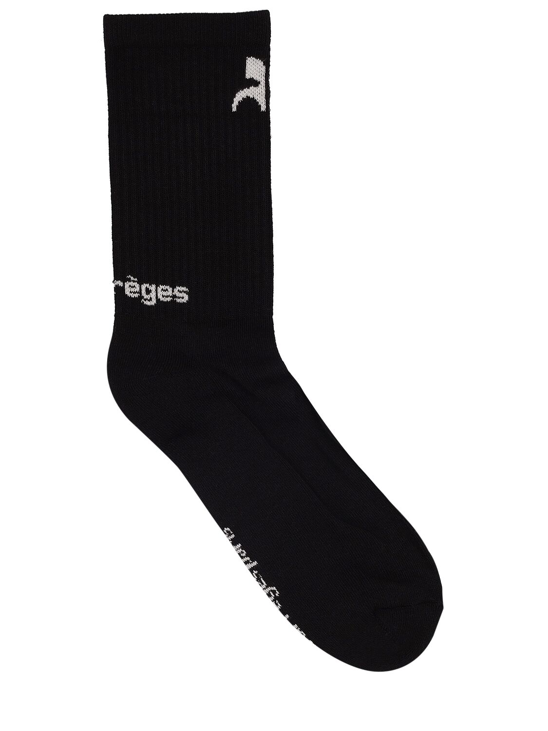 Courrèges Logo Mid-length Organic Cotton Socks In Black