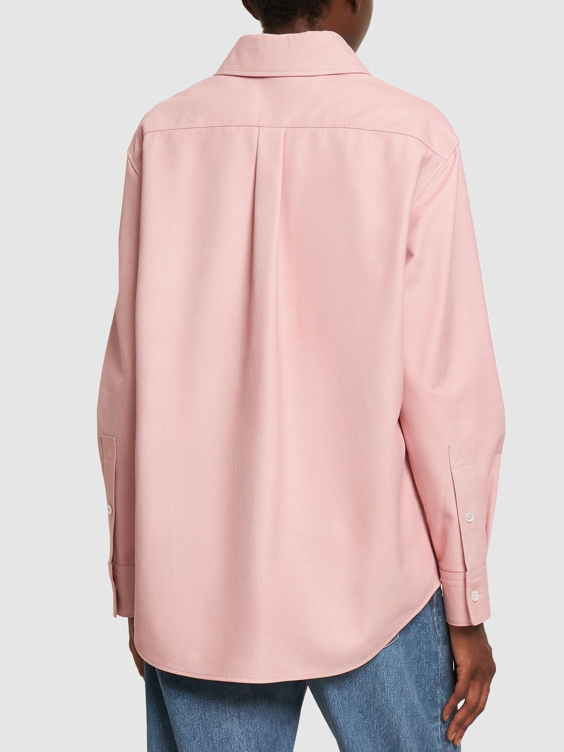 Shop Bottega Veneta Printed Leather Oxford Shirt In Light Pink