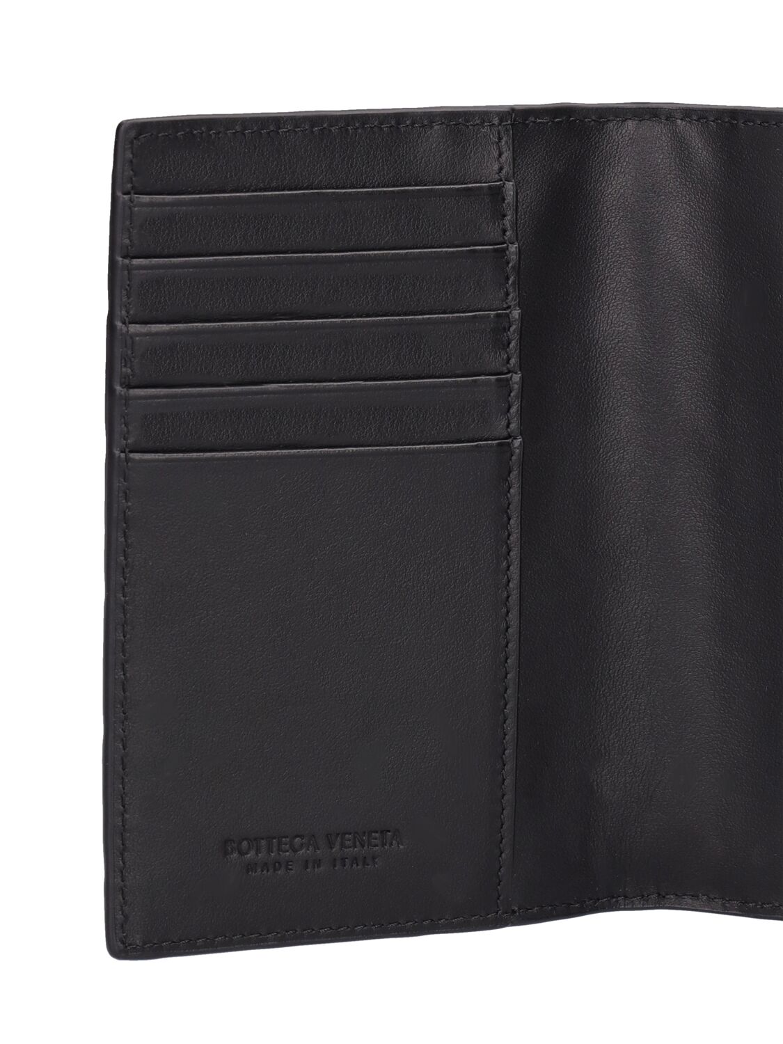 Shop Bottega Veneta Intrecciato Leather Passport Case In Black