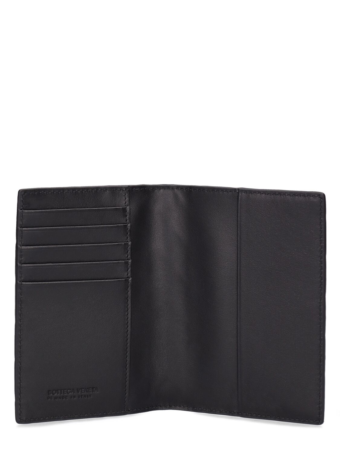 Shop Bottega Veneta Intrecciato Leather Passport Case In Black