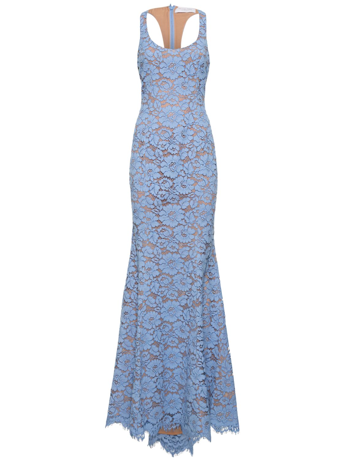 Michael Kors Floral Lace Cotton Fishtail Dress In Light Blue