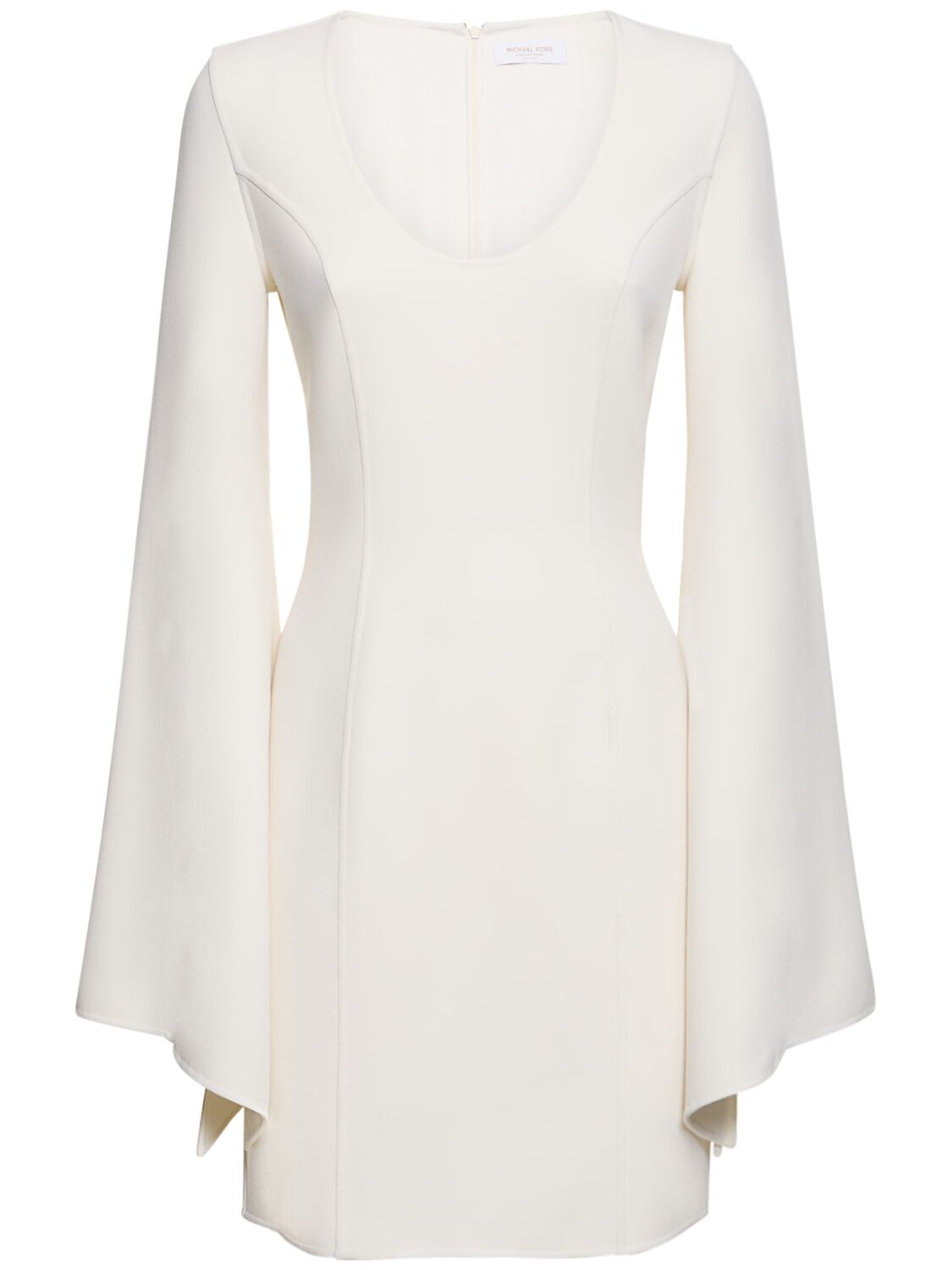 Michael Kors Wool Crepe Bell Sleeved Dress In Ivory