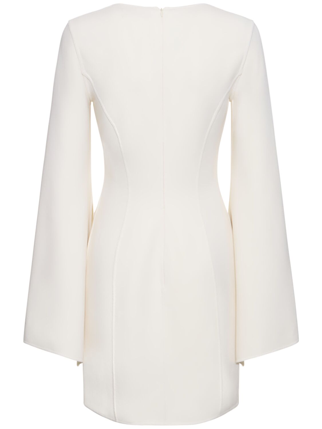 Shop Michael Kors Wool Crepe Bell Sleeved Dress In Ivory