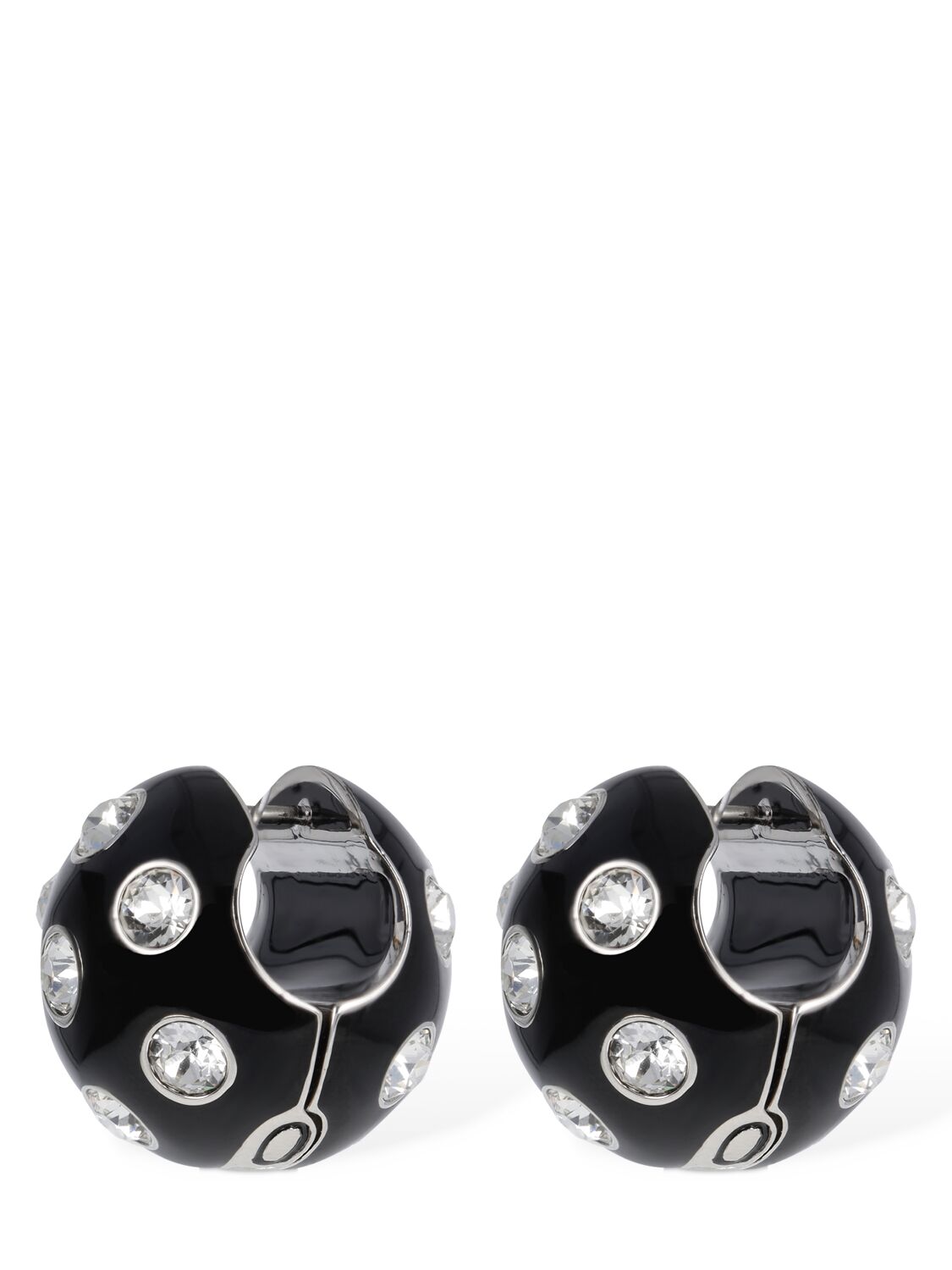 Shop Marc Jacobs Polka Dot Crystal Earrings In Black
