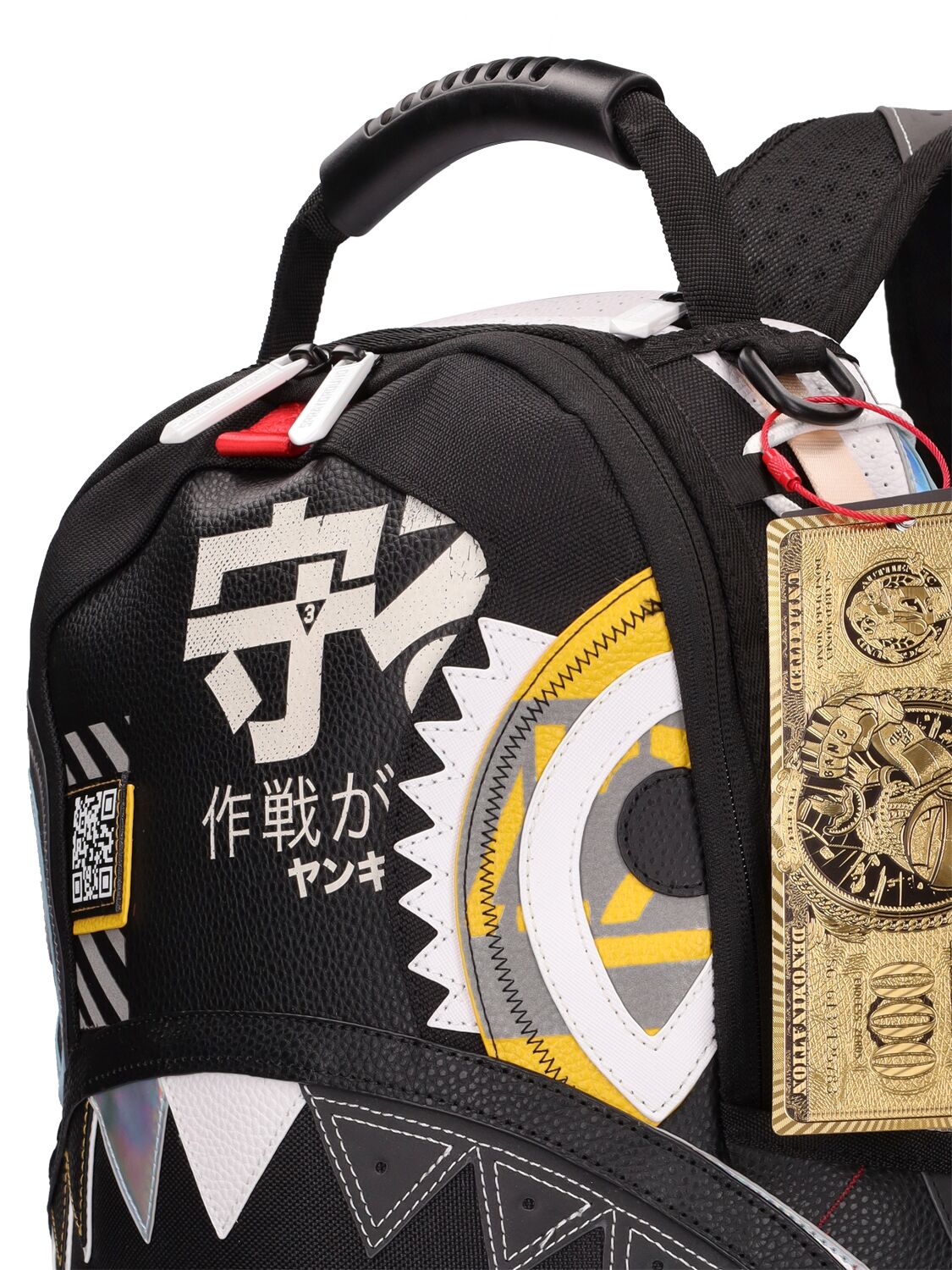 Kids' Printed Gold Canvas Backpack In Black