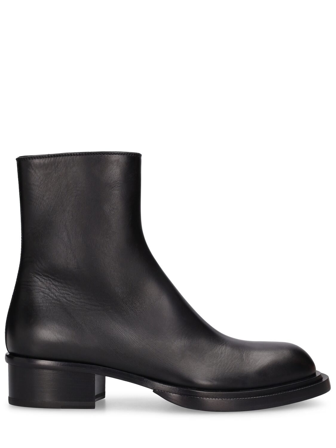 Shop Alexander Mcqueen Cuban Stack Leather Boots In Black