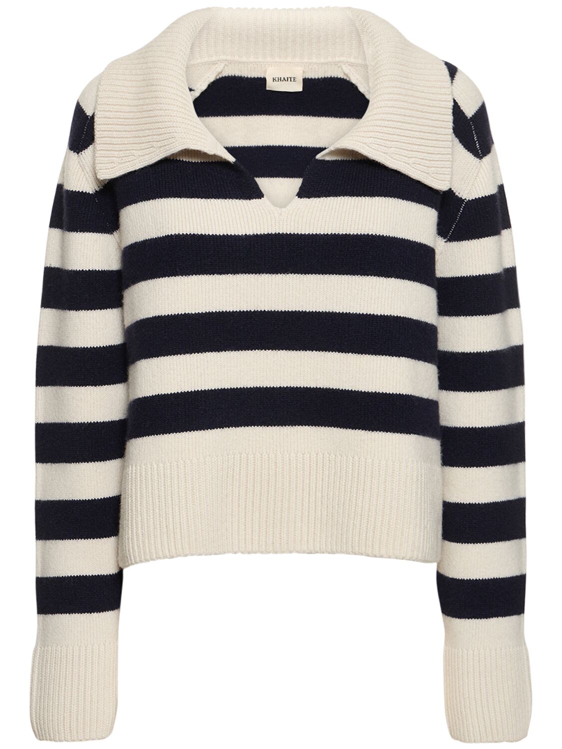 Shop Khaite Franklin Cashmere Sweater In White,blue